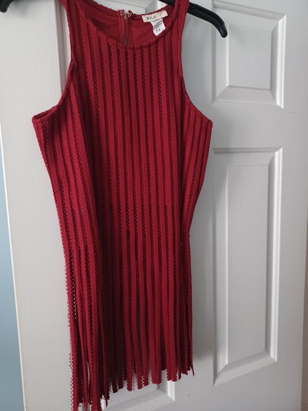 WILDFOX Red Sleeveless Fringe Knit Top